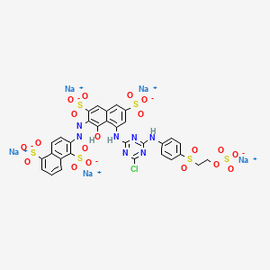 molecular formula C31H19ClN7Na5O19S6 B1497362 pentasodium;5-[[4-chloro-6-[4-(2-sulfonatooxyethylsulfonyl)anilino]-1,3,5-triazin-2-yl]amino]-3-[(1,5-disulfonatonaphthalen-2-yl)diazenyl]-4-hydroxynaphthalene-2,7-disulfonate CAS No. 89157-03-9