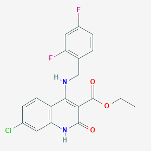 molecular formula C19H15ClF2N2O3 B14973662 Ethyl 7-chloro-4-((2,4-difluorobenzyl)amino)-2-oxo-1,2-dihydroquinoline-3-carboxylate 