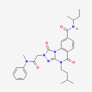 molecular formula C28H34N6O4 B14973665 N-(sec-butyl)-4-(3-methylbutyl)-2-{2-[methyl(phenyl)amino]-2-oxoethyl}-1,5-dioxo-1,2,4,5-tetrahydro[1,2,4]triazolo[4,3-a]quinazoline-8-carboxamide 
