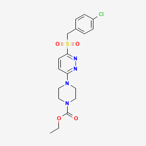 molecular formula C18H21ClN4O4S B14973668 Ethyl 4-(6-((4-chlorobenzyl)sulfonyl)pyridazin-3-yl)piperazine-1-carboxylate 