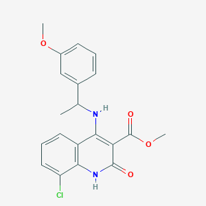 molecular formula C20H19ClN2O4 B14973702 Methyl 8-chloro-4-((1-(3-methoxyphenyl)ethyl)amino)-2-oxo-1,2-dihydroquinoline-3-carboxylate 