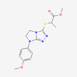 molecular formula C15H18N4O3S B14973731 Methyl 2-{[7-(4-methoxyphenyl)-5H,6H,7H-imidazo[2,1-C][1,2,4]triazol-3-YL]sulfanyl}propanoate 