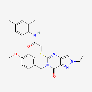 molecular formula C25H27N5O3S B14973789 N-(2,4-dimethylphenyl)-2-{[2-ethyl-6-(4-methoxybenzyl)-7-oxo-6,7-dihydro-2H-pyrazolo[4,3-d]pyrimidin-5-yl]sulfanyl}acetamide 