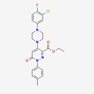 molecular formula C24H24ClFN4O3 B14973790 Ethyl 4-(4-(3-chloro-4-fluorophenyl)piperazin-1-yl)-6-oxo-1-(p-tolyl)-1,6-dihydropyridazine-3-carboxylate 