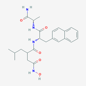 molecular formula C₂₄H₃₂N₄O₅ B149738 N-[(2S)-1-[[(2S)-1-amino-1-oxopropan-2-yl]amino]-3-naphthalen-2-yl-1-oxopropan-2-yl]-N'-hydroxy-2-(2-methylpropyl)butanediamide CAS No. 143457-40-3