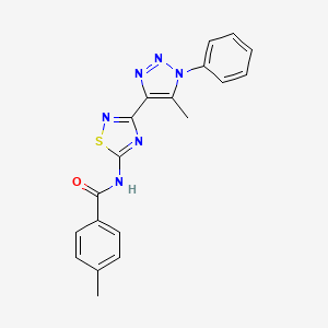 molecular formula C19H16N6OS B14973843 4-methyl-N-[3-(5-methyl-1-phenyl-1H-1,2,3-triazol-4-yl)-1,2,4-thiadiazol-5-yl]benzamide 