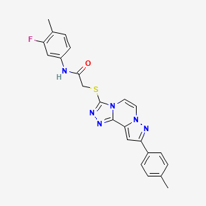 molecular formula C23H19FN6OS B14973884 N-(3-fluoro-4-methylphenyl)-2-((9-(p-tolyl)pyrazolo[1,5-a][1,2,4]triazolo[3,4-c]pyrazin-3-yl)thio)acetamide 