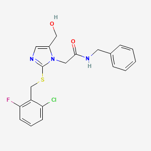 molecular formula C20H19ClFN3O2S B14973949 N-benzyl-2-(2-{[(2-chloro-6-fluorophenyl)methyl]sulfanyl}-5-(hydroxymethyl)-1H-imidazol-1-yl)acetamide 