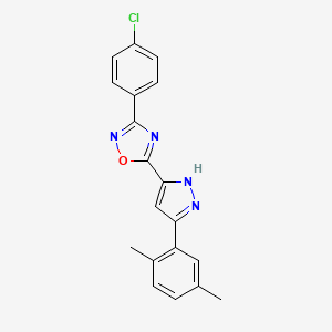 molecular formula C19H15ClN4O B14973959 3-(4-chlorophenyl)-5-(3-(2,5-dimethylphenyl)-1H-pyrazol-5-yl)-1,2,4-oxadiazole 