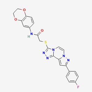 molecular formula C23H17FN6O3S B14973989 N-(2,3-Dihydro-1,4-benzodioxin-6-YL)-2-{[9-(4-fluorophenyl)pyrazolo[1,5-A][1,2,4]triazolo[3,4-C]pyrazin-3-YL]sulfanyl}acetamide 