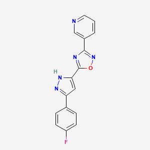 molecular formula C16H10FN5O B14974166 3-{5-[3-(4-fluorophenyl)-1H-pyrazol-5-yl]-1,2,4-oxadiazol-3-yl}pyridine 