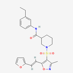 molecular formula C24H27N3O5S B14974319 N-(3-Ethylphenyl)-1-({5-[(1E)-2-(furan-2-YL)ethenyl]-3-methyl-1,2-oxazol-4-YL}sulfonyl)piperidine-3-carboxamide 