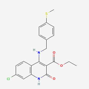 molecular formula C20H19ClN2O3S B14974447 Ethyl 7-chloro-4-((4-(methylthio)benzyl)amino)-2-oxo-1,2-dihydroquinoline-3-carboxylate 