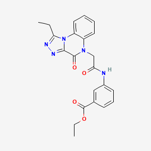 molecular formula C22H21N5O4 B14974472 ethyl 3-{[(1-ethyl-4-oxo[1,2,4]triazolo[4,3-a]quinoxalin-5(4H)-yl)acetyl]amino}benzoate 