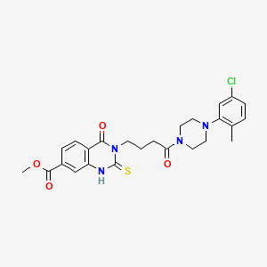 molecular formula C25H27ClN4O4S B14974496 Methyl 3-(4-(4-(5-chloro-2-methylphenyl)piperazin-1-yl)-4-oxobutyl)-4-oxo-2-thioxo-1,2,3,4-tetrahydroquinazoline-7-carboxylate 