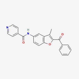 molecular formula C22H16N2O3 B14974515 N-[3-methyl-2-(phenylcarbonyl)-1-benzofuran-5-yl]pyridine-4-carboxamide 