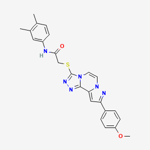 molecular formula C24H22N6O2S B14974534 N-(3,4-dimethylphenyl)-2-((9-(4-methoxyphenyl)pyrazolo[1,5-a][1,2,4]triazolo[3,4-c]pyrazin-3-yl)thio)acetamide 