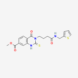 molecular formula C19H19N3O4S2 B14974577 Methyl 4-oxo-2-sulfanylidene-3-(3-{[(thiophen-2-yl)methyl]carbamoyl}propyl)-1,2,3,4-tetrahydroquinazoline-7-carboxylate 