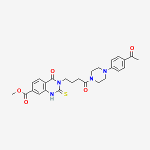 molecular formula C26H28N4O5S B14974616 Methyl 3-(4-(4-(4-acetylphenyl)piperazin-1-yl)-4-oxobutyl)-4-oxo-2-thioxo-1,2,3,4-tetrahydroquinazoline-7-carboxylate 