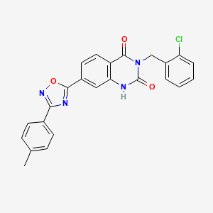 molecular formula C24H17ClN4O3 B14974827 3-(2-chlorobenzyl)-7-(3-(p-tolyl)-1,2,4-oxadiazol-5-yl)quinazoline-2,4(1H,3H)-dione 