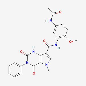 molecular formula C23H21N5O5 B14974870 N-(5-acetamido-2-methoxyphenyl)-5-methyl-2,4-dioxo-3-phenyl-2,3,4,5-tetrahydro-1H-pyrrolo[3,2-d]pyrimidine-7-carboxamide 