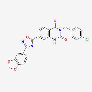 molecular formula C24H15ClN4O5 B14974964 7-(3-(benzo[d][1,3]dioxol-5-yl)-1,2,4-oxadiazol-5-yl)-3-(4-chlorobenzyl)quinazoline-2,4(1H,3H)-dione 