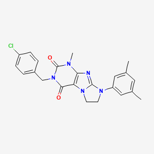 molecular formula C23H22ClN5O2 B14975673 8-(3,5-Dimethylphenyl)-3-[(4-chlorophenyl)methyl]-1-methyl-1,3,5-trihydroimida zolidino[1,2-h]purine-2,4-dione 