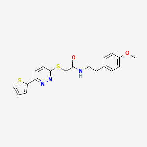 molecular formula C19H19N3O2S2 B14975679 N-(4-methoxyphenethyl)-2-((6-(thiophen-2-yl)pyridazin-3-yl)thio)acetamide 