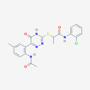 molecular formula C21H20ClN5O3S B14975689 N-(2-Chlorophenyl)-2-{[6-(2-acetamido-5-methylphenyl)-5-oxo-4,5-dihydro-1,2,4-triazin-3-YL]sulfanyl}propanamide 