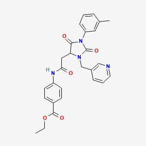 molecular formula C27H26N4O5 B14975815 Ethyl 4-({[1-(3-methylphenyl)-2,5-dioxo-3-(pyridin-3-ylmethyl)imidazolidin-4-yl]acetyl}amino)benzoate 