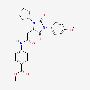 molecular formula C25H27N3O6 B14975846 Methyl 4-({[3-cyclopentyl-1-(4-methoxyphenyl)-2,5-dioxoimidazolidin-4-yl]acetyl}amino)benzoate 