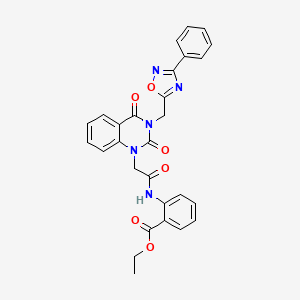 molecular formula C28H23N5O6 B14975969 ethyl 2-({[2,4-dioxo-3-[(3-phenyl-1,2,4-oxadiazol-5-yl)methyl]-3,4-dihydroquinazolin-1(2H)-yl]acetyl}amino)benzoate 