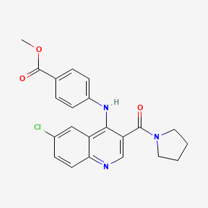 molecular formula C22H20ClN3O3 B14975994 Methyl 4-{[6-chloro-3-(pyrrolidin-1-ylcarbonyl)quinolin-4-yl]amino}benzoate 