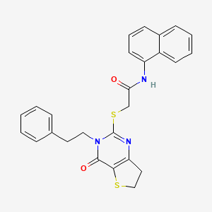 molecular formula C26H23N3O2S2 B14976008 N-(naphthalen-1-yl)-2-((4-oxo-3-phenethyl-3,4,6,7-tetrahydrothieno[3,2-d]pyrimidin-2-yl)thio)acetamide 