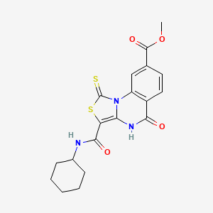 molecular formula C19H19N3O4S2 B14976016 Methyl 3-(cyclohexylcarbamoyl)-5-oxo-1-thioxo-4,5-dihydro[1,3]thiazolo[3,4-a]quinazoline-8-carboxylate 