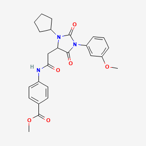 molecular formula C25H27N3O6 B14976062 Methyl 4-({[3-cyclopentyl-1-(3-methoxyphenyl)-2,5-dioxoimidazolidin-4-yl]acetyl}amino)benzoate 