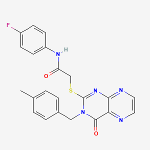 molecular formula C22H18FN5O2S B14976110 N-(4-fluorophenyl)-2-({3-[(4-methylphenyl)methyl]-4-oxo-3,4-dihydropteridin-2-yl}sulfanyl)acetamide 