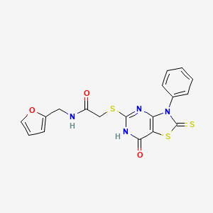 molecular formula C18H14N4O3S3 B14976166 N-(furan-2-ylmethyl)-2-((7-oxo-3-phenyl-2-thioxo-2,3,6,7-tetrahydrothiazolo[4,5-d]pyrimidin-5-yl)thio)acetamide 