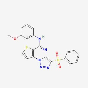 molecular formula C20H15N5O3S2 B14976180 N-(3-methoxyphenyl)-3-(phenylsulfonyl)thieno[2,3-e][1,2,3]triazolo[1,5-a]pyrimidin-5-amine 