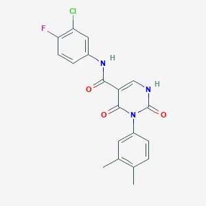 molecular formula C19H15ClFN3O3 B14976182 N-(3-chloro-4-fluorophenyl)-3-(3,4-dimethylphenyl)-2,4-dioxo-1,2,3,4-tetrahydropyrimidine-5-carboxamide 