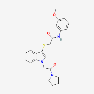 molecular formula C23H25N3O3S B14976215 N-(3-methoxyphenyl)-2-((1-(2-oxo-2-(pyrrolidin-1-yl)ethyl)-1H-indol-3-yl)thio)acetamide 