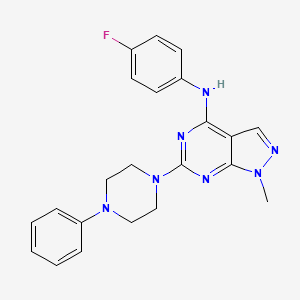 molecular formula C22H22FN7 B14976268 N-(4-fluorophenyl)-1-methyl-6-(4-phenylpiperazin-1-yl)-1H-pyrazolo[3,4-d]pyrimidin-4-amine 