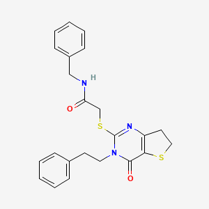 molecular formula C23H23N3O2S2 B14976315 N-benzyl-2-((4-oxo-3-phenethyl-3,4,6,7-tetrahydrothieno[3,2-d]pyrimidin-2-yl)thio)acetamide 