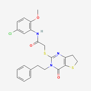 molecular formula C23H22ClN3O3S2 B14976385 N-(5-chloro-2-methoxyphenyl)-2-((4-oxo-3-phenethyl-3,4,6,7-tetrahydrothieno[3,2-d]pyrimidin-2-yl)thio)acetamide 