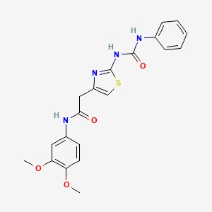 molecular formula C20H20N4O4S B14976446 N-(3,4-dimethoxyphenyl)-2-(2-(3-phenylureido)thiazol-4-yl)acetamide 