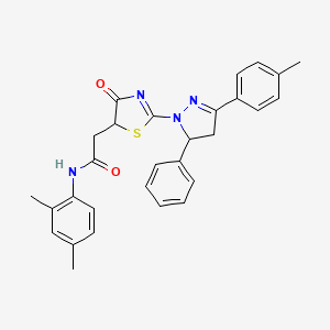 molecular formula C29H28N4O2S B14976475 N-(2,4-dimethylphenyl)-2-{2-[3-(4-methylphenyl)-5-phenyl-4,5-dihydro-1H-pyrazol-1-yl]-4-oxo-4,5-dihydro-1,3-thiazol-5-yl}acetamide 