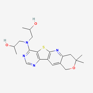molecular formula C20H26N4O3S B14976494 1-[(5,5-dimethyl-6-oxa-17-thia-2,12,14-triazatetracyclo[8.7.0.03,8.011,16]heptadeca-1,3(8),9,11,13,15-hexaen-15-yl)-(2-hydroxypropyl)amino]propan-2-ol 