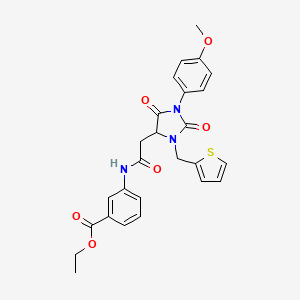molecular formula C26H25N3O6S B14976525 Ethyl 3-({[1-(4-methoxyphenyl)-2,5-dioxo-3-(thiophen-2-ylmethyl)imidazolidin-4-yl]acetyl}amino)benzoate 