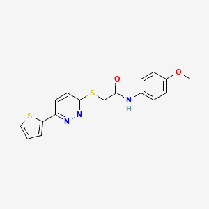 molecular formula C17H15N3O2S2 B14976536 N-(4-methoxyphenyl)-2-((6-(thiophen-2-yl)pyridazin-3-yl)thio)acetamide 