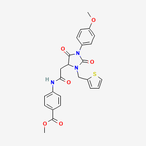 molecular formula C25H23N3O6S B14976649 Methyl 4-({[1-(4-methoxyphenyl)-2,5-dioxo-3-(thiophen-2-ylmethyl)imidazolidin-4-yl]acetyl}amino)benzoate 